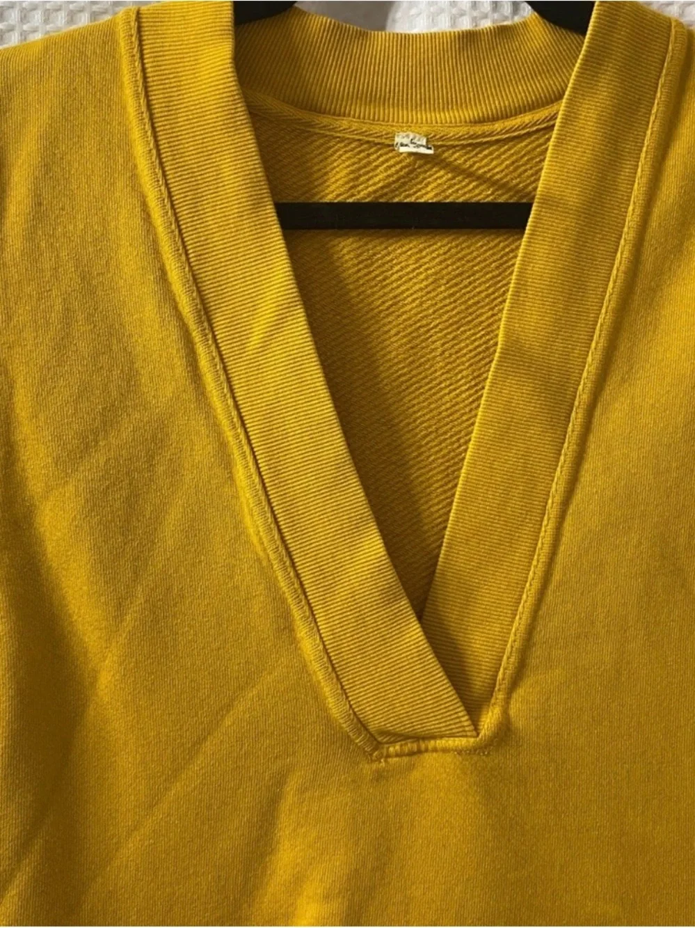Free People Mustard V-Neck Relaxed Jumpsuit
